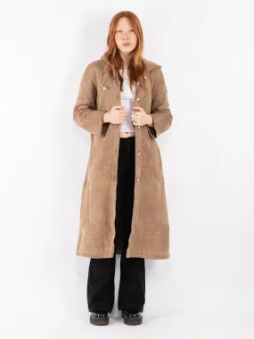 Vintage 70's Women Hooded Sheepskin Coat in Beige