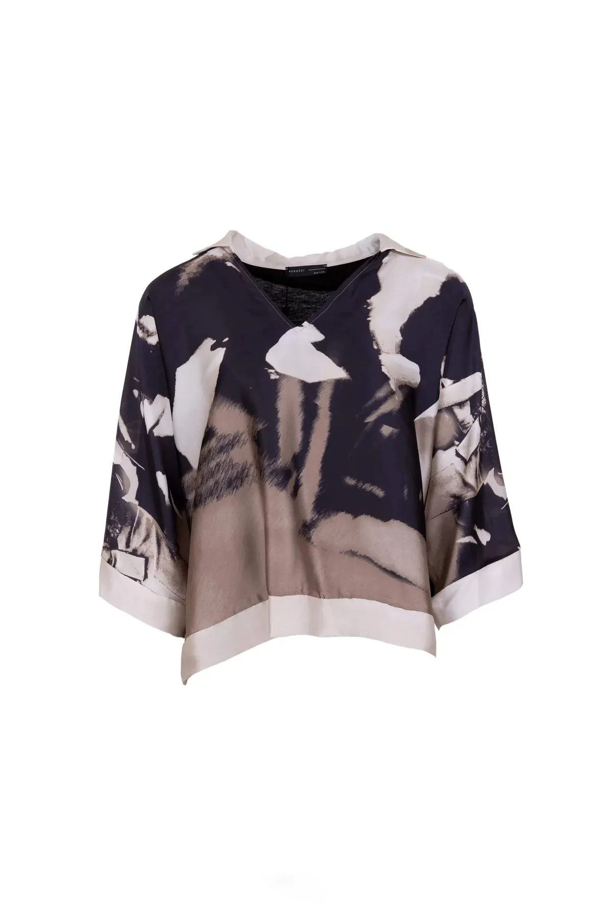 W23204- Abstract Print Kimono Top- Peruzzi