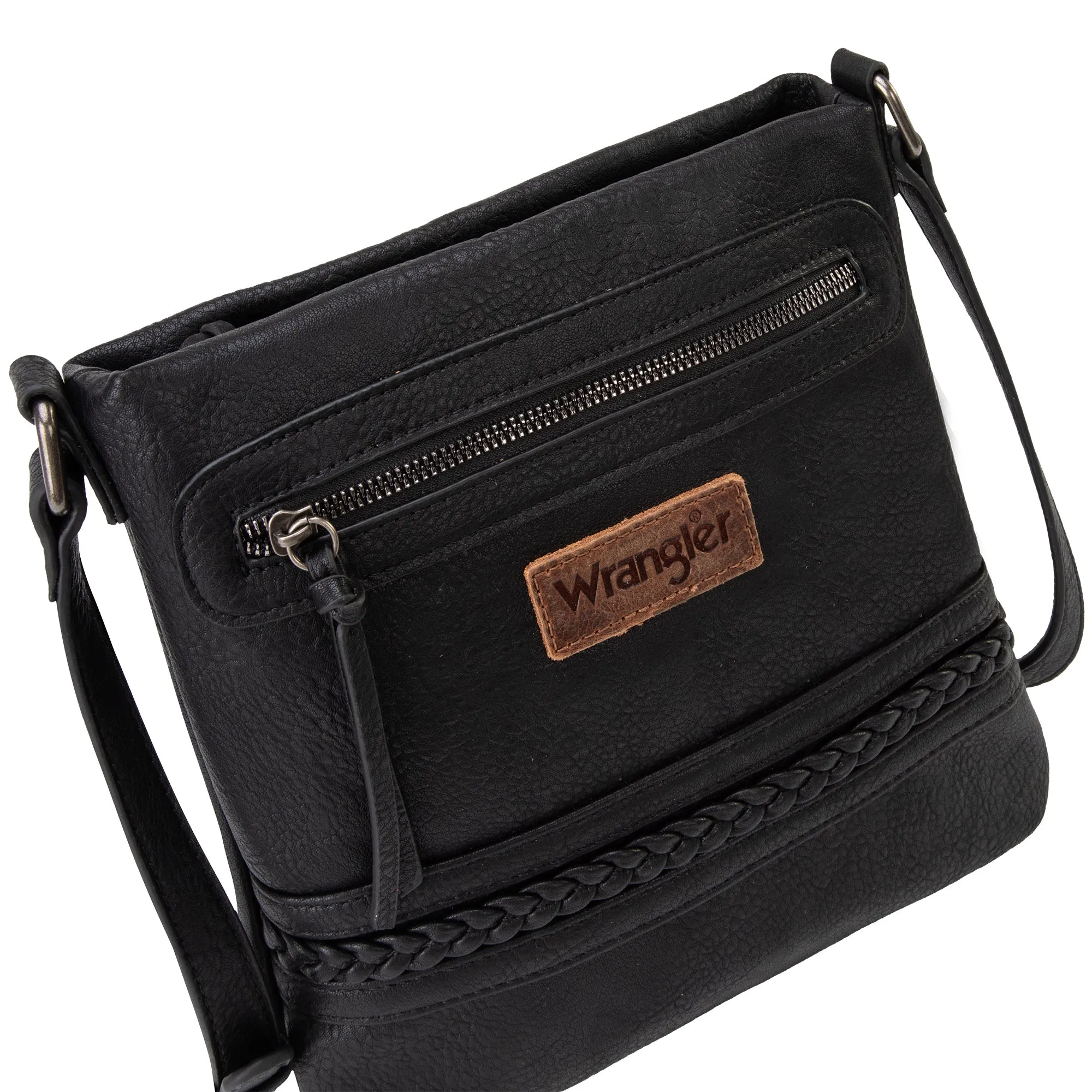 WG97G-9360  Wrangler Braided Concealed Carry Crossbody- Black