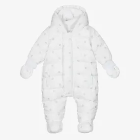 White Down Padded Baby Snowsuit