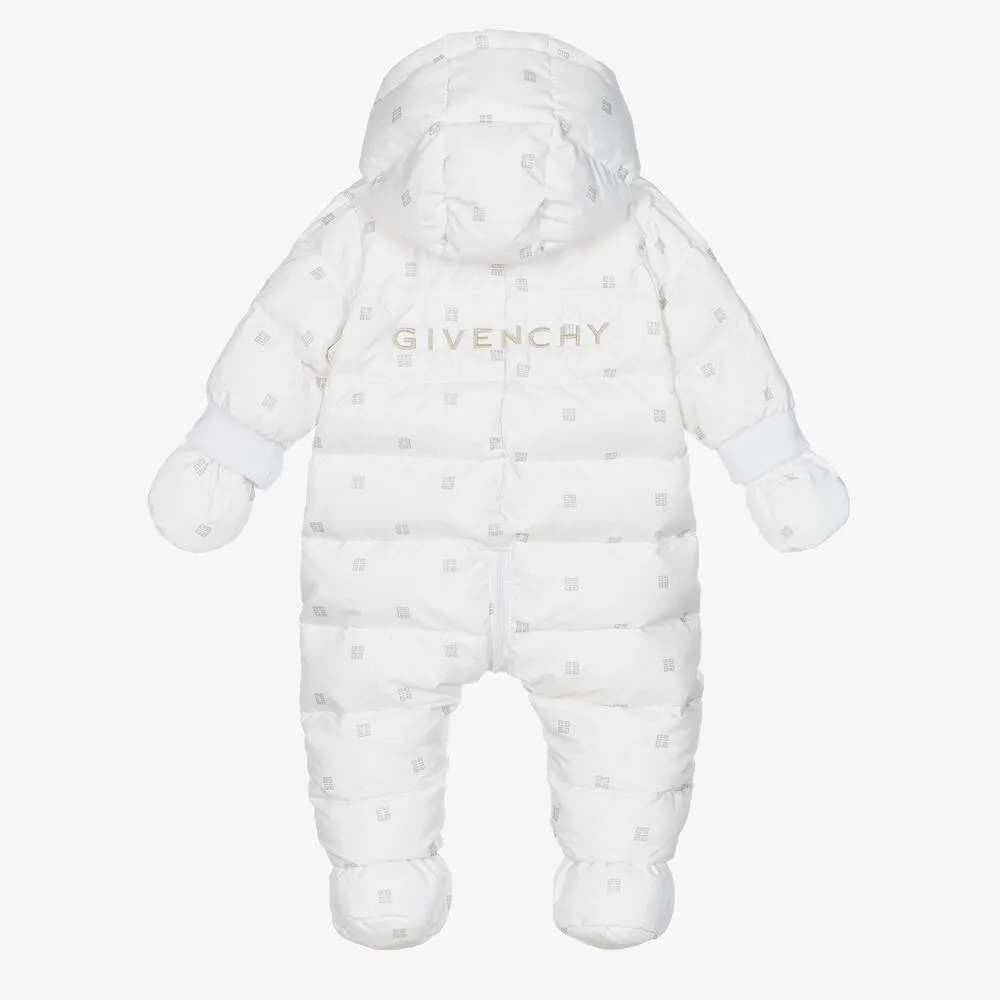 White Down Padded Baby Snowsuit