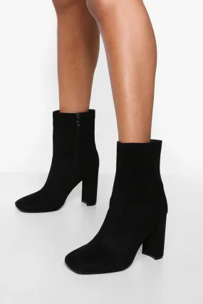 Wide Width Skinny Block Heel Boots