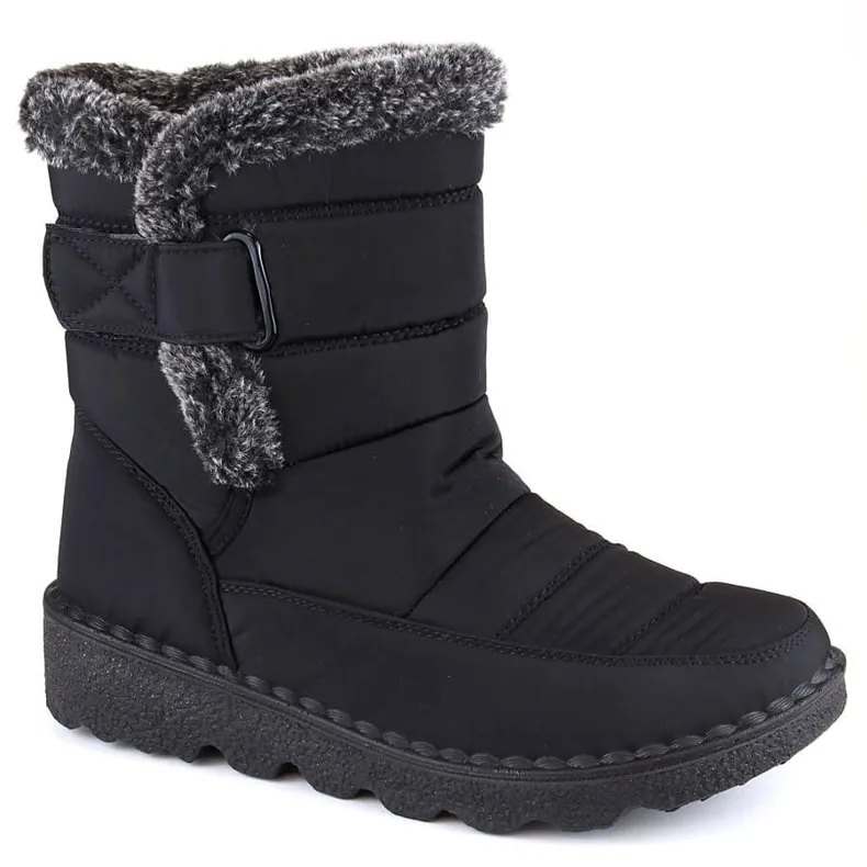 Women's insulated snow boots with Velcro, black T.Sokolski Z23-346