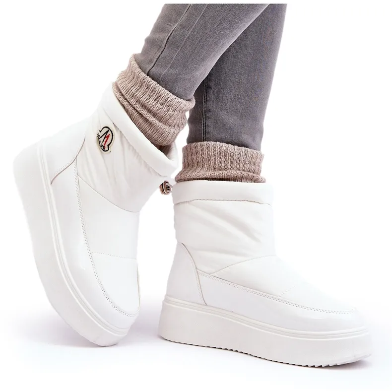 Women's Platform Slip-On Snow Boots, White Gattea