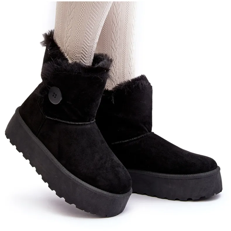 Women's Platform Snow Boots With Fur, Black Vikas