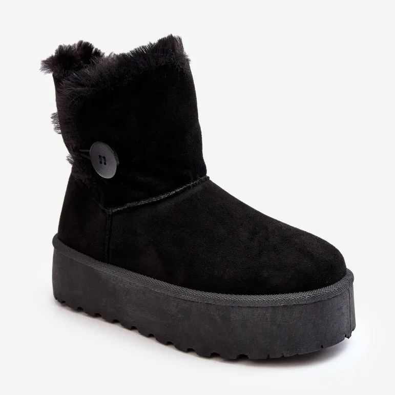 Women's Platform Snow Boots With Fur, Black Vikas