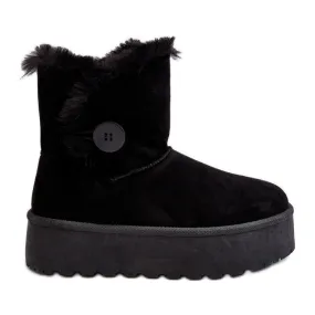 Women's Platform Snow Boots With Fur, Black Vikas