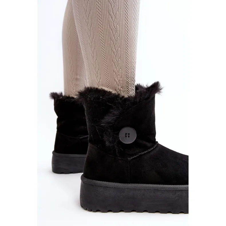 Women's Platform Snow Boots With Fur, Black Vikas