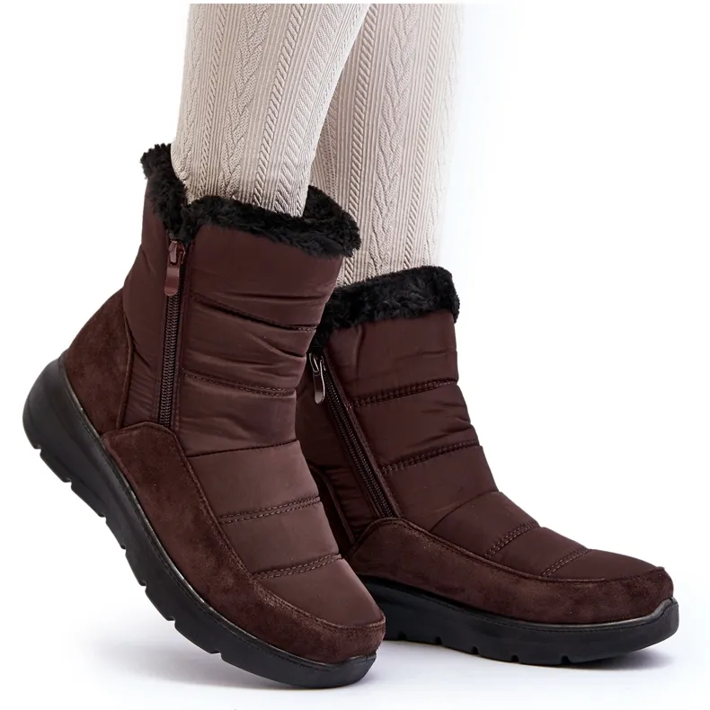 Women's Snow Boots With Fur Brown Primose