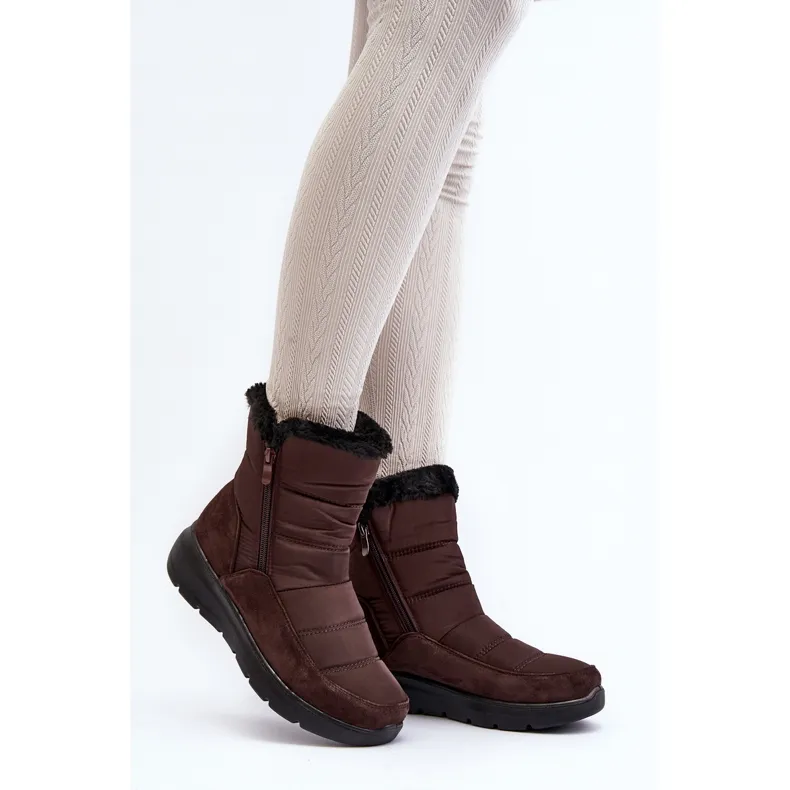 Women's Snow Boots With Fur Brown Primose