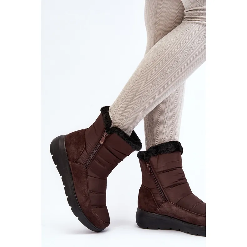 Women's Snow Boots With Fur Brown Primose