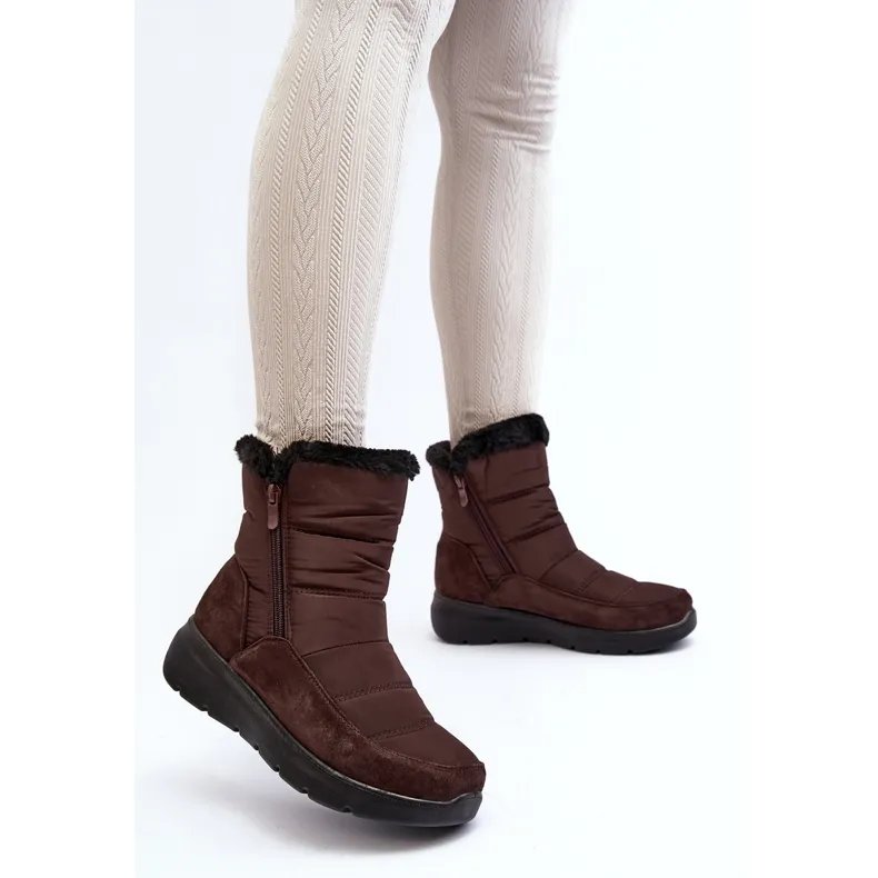 Women's Snow Boots With Fur Brown Primose