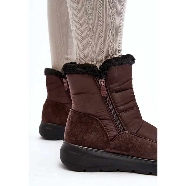 Women's Snow Boots With Fur Brown Primose