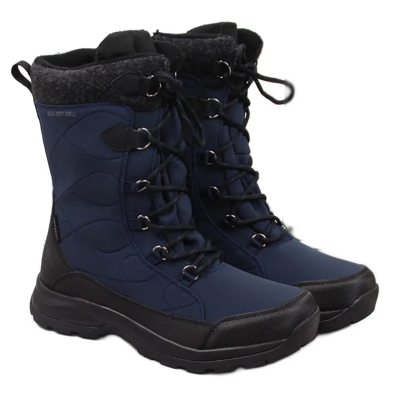 Women's waterproof insulated snow boots navy blue DK