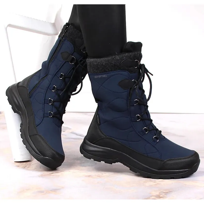 Women's waterproof insulated snow boots navy blue DK