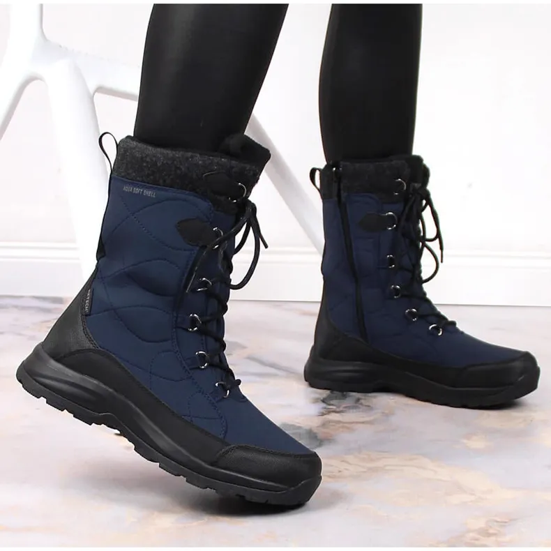 Women's waterproof insulated snow boots navy blue DK