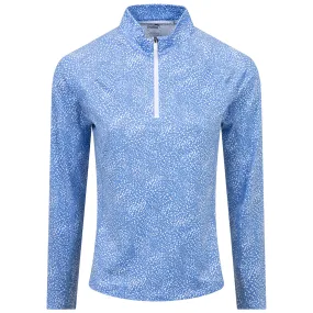 Womens You-V Microdot Quarter Zip Mid Layer Blue/White - SS24