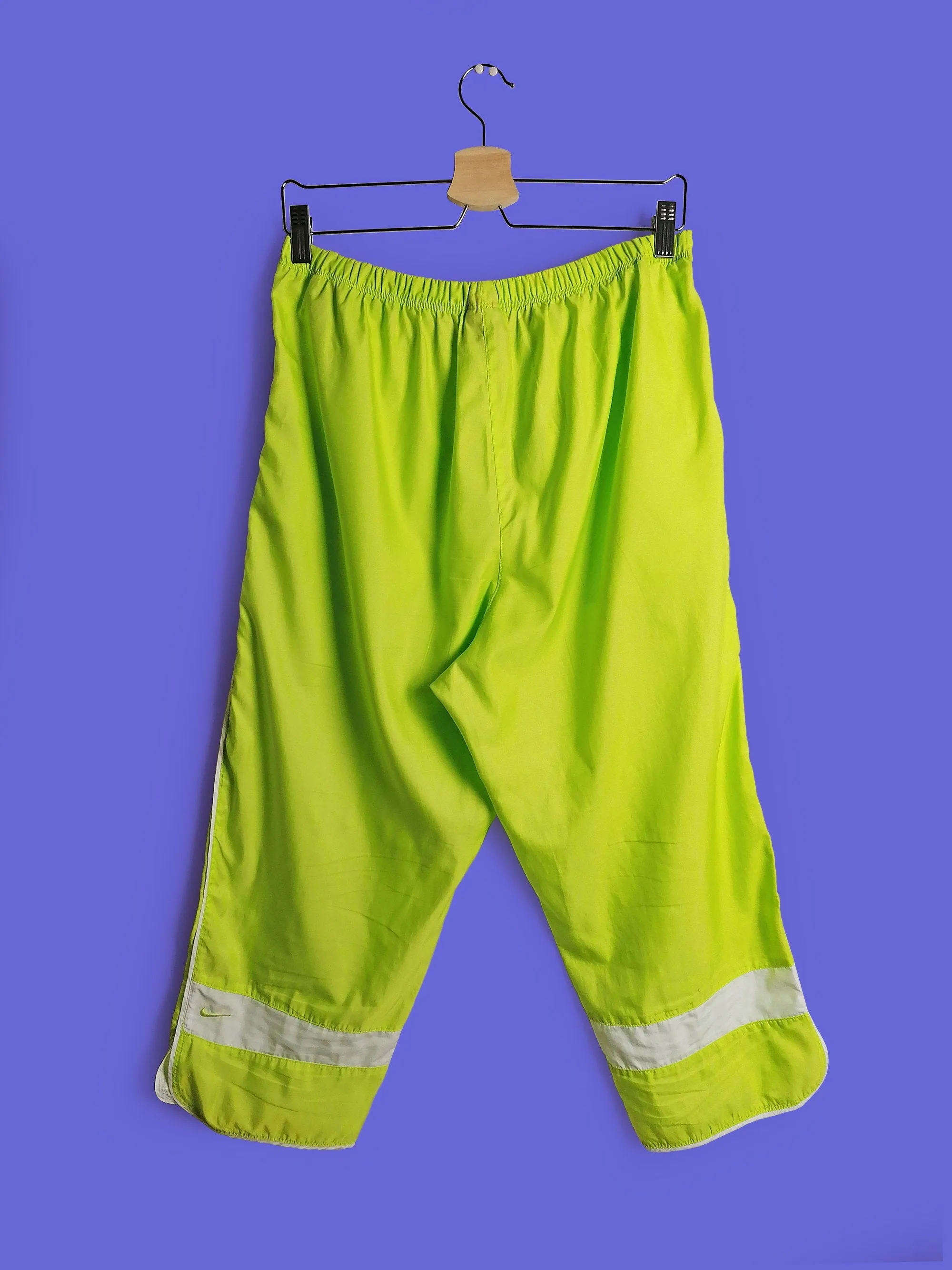 Y2K NIKE Hi-viz Baggy Soft Shell Pants Neon Green - size L / UK 12-14