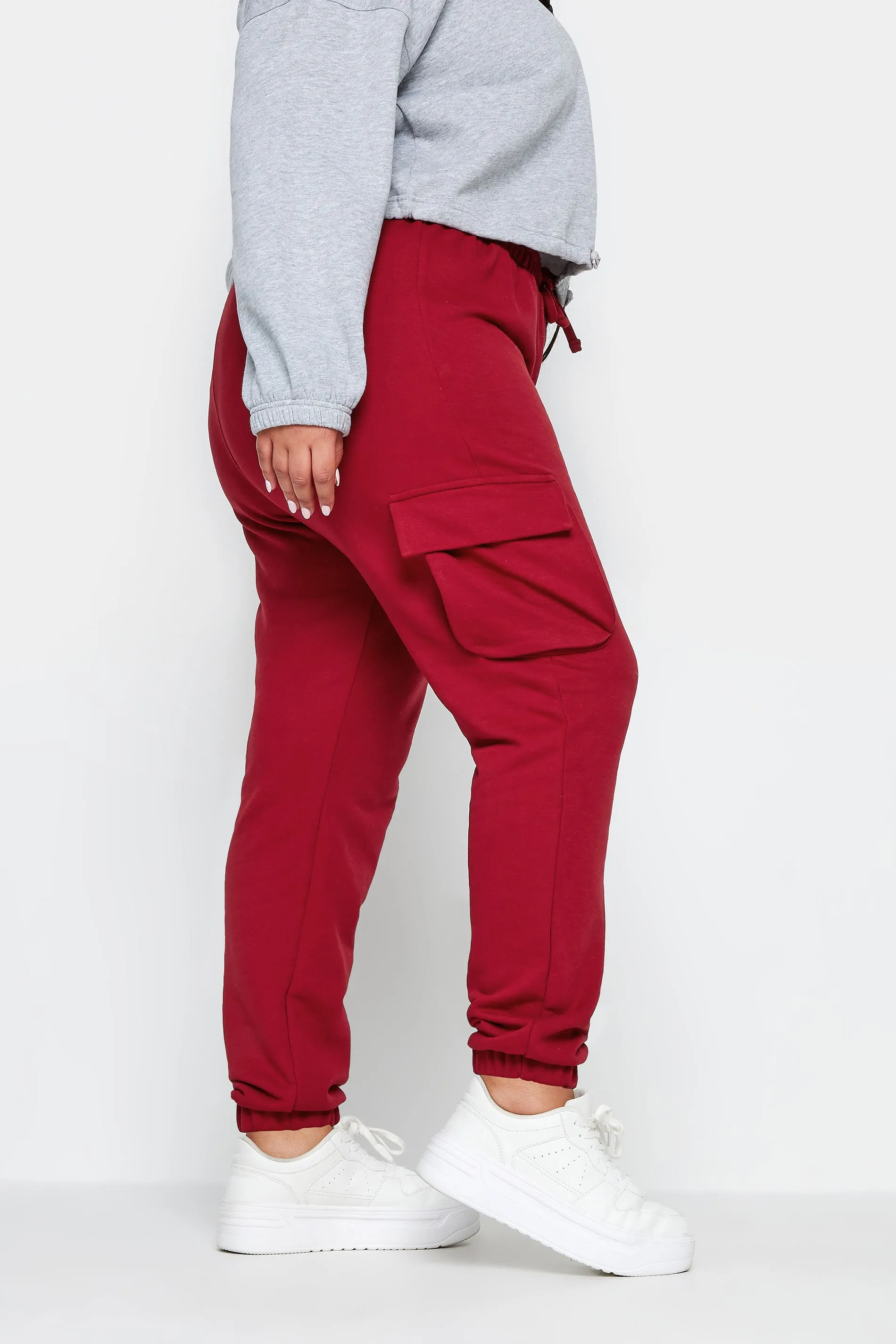 YOURS Curve Red Cuffed Cargo Joggers