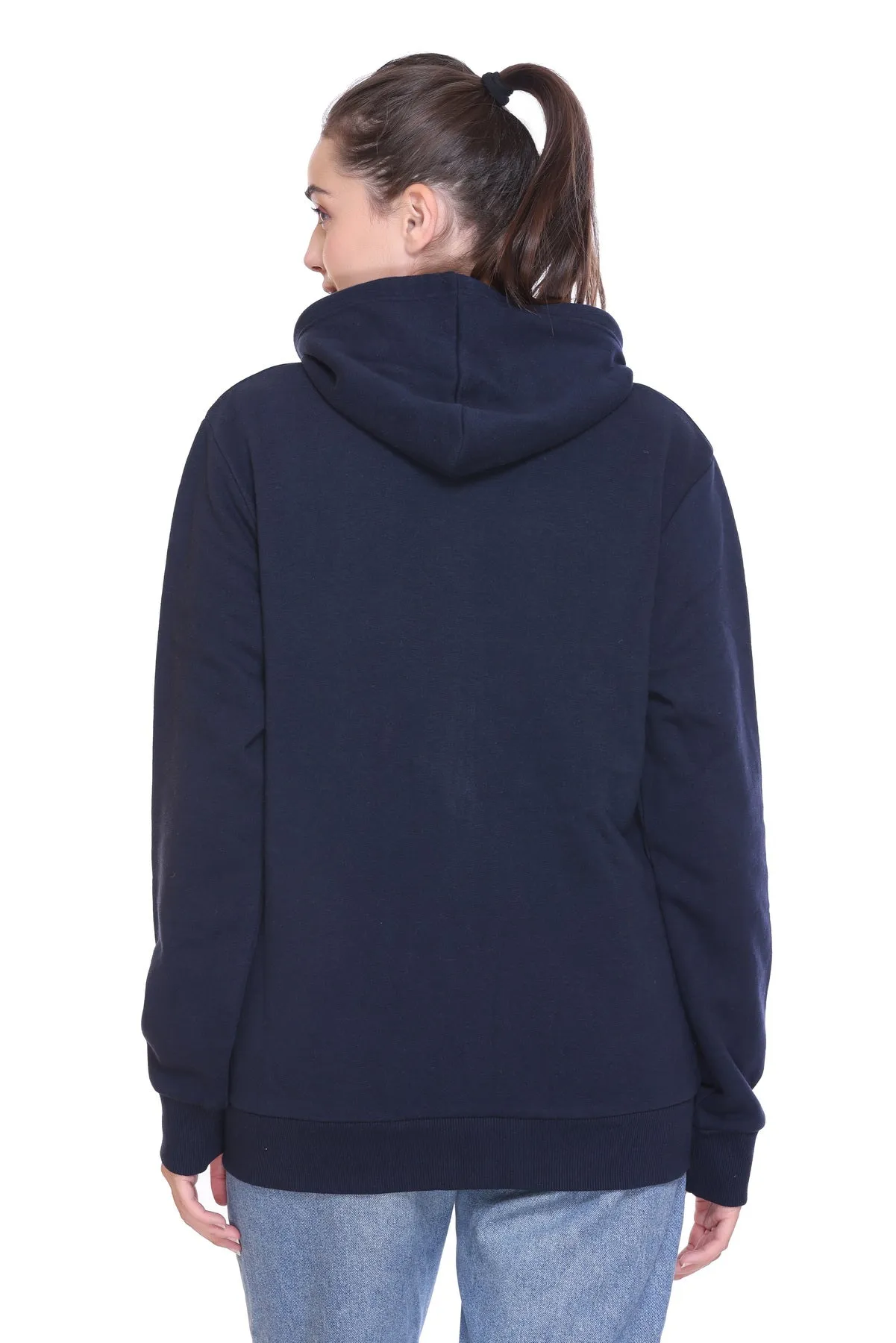 Zipper Hooded Jacket (Unisex) Navy -50/50 Fleece