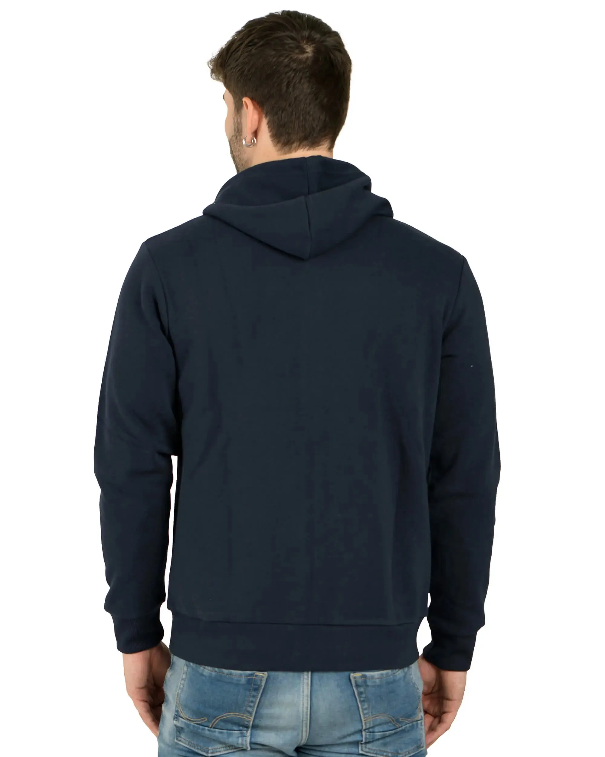 Zipper Hooded Jacket (Unisex) Navy -50/50 Fleece